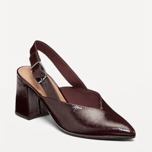 NWOT Old Navy Women's Burgundy Patent Slingback Block Heel